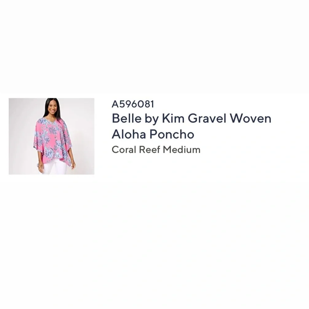 Belle by Kim Gravel Woven Aloha Poncho Coral Reef Medium - Picture 5 of 8